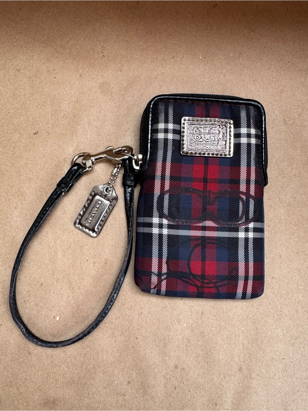 Coach Poppy Tartan Wristlet Wallet Cardholder. 3.5” by 5”